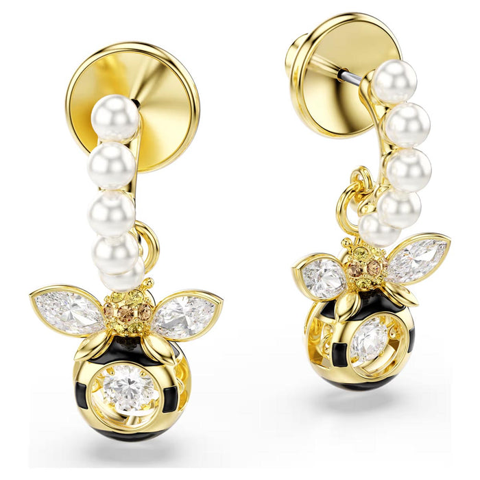 Swarovski Idyllia Bee Drop Earrings in Yellow Tone Plate