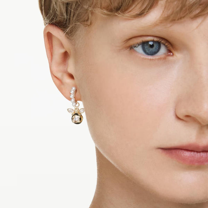 Swarovski Idyllia Bee Drop Earrings in Yellow Tone Plate