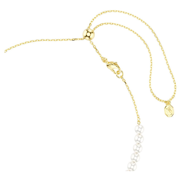 Swarovski Idyllia Crystal Pearl Bee Choker Necklace in Yellow Tone Plate