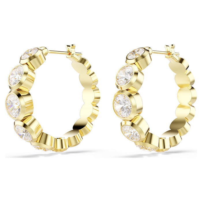 Swarovski Imber Crystal Bezel Hoop Earrings in Yellow Tone Plate