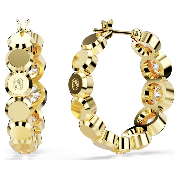 Swarovski Imber Crystal Bezel Hoop Earrings in Yellow Tone Plate