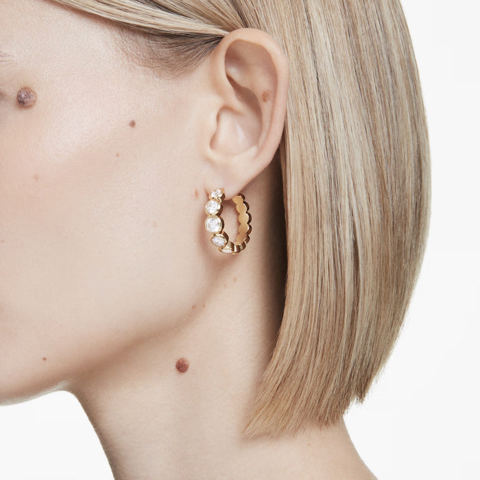 Swarovski Imber Crystal Bezel Hoop Earrings in Yellow Tone Plate