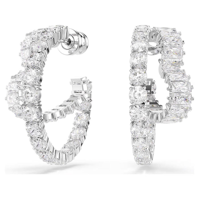 Swarovski Matrix Crystal Heart Hoop Earrings