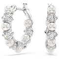 Swarovski Matrix Crystal Hoop Earrings with Crystal Pearls