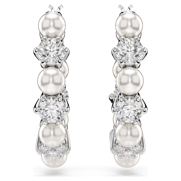 Swarovski Matrix Crystal Hoop Earrings with Crystal Pearls