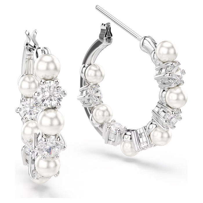 Swarovski Matrix Crystal Hoop Earrings with Crystal Pearls