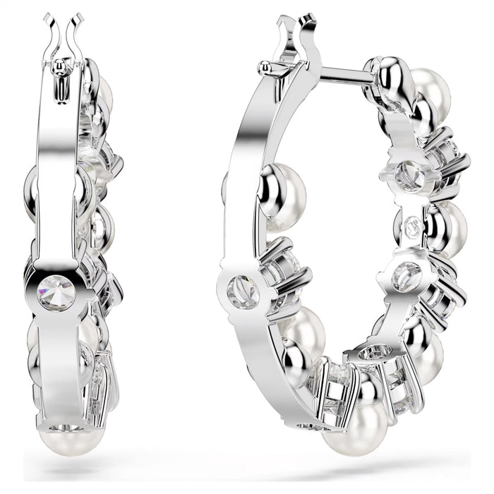 Swarovski Matrix Crystal Hoop Earrings with Crystal Pearls