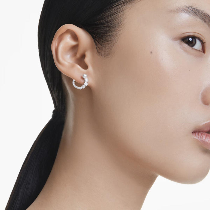 Swarovski Matrix Crystal Pearl Hoop Earrings