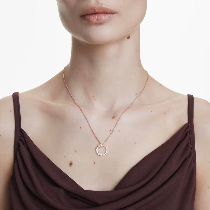 Swarovski Matrix Crystal Pearl Necklace in Rose Toned Metal