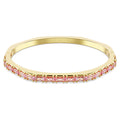 Swarovski Matrix Pink Crystal Bangle Bracelet in Yellow Tone Plate