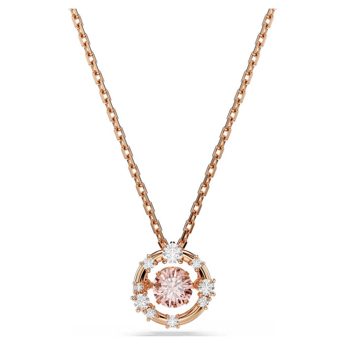 Swarovski Pink Constella Necklace in Rose Tone Plate