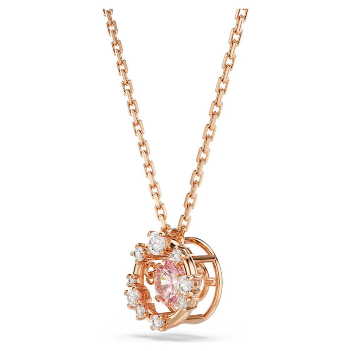 Swarovski Pink Constella Necklace in Rose Tone Plate