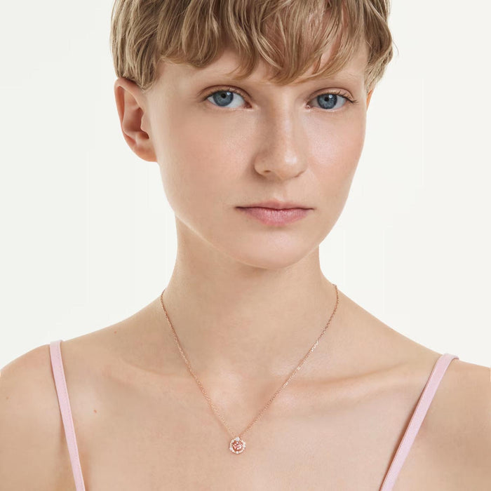 Swarovski Pink Constella Necklace in Rose Tone Plate