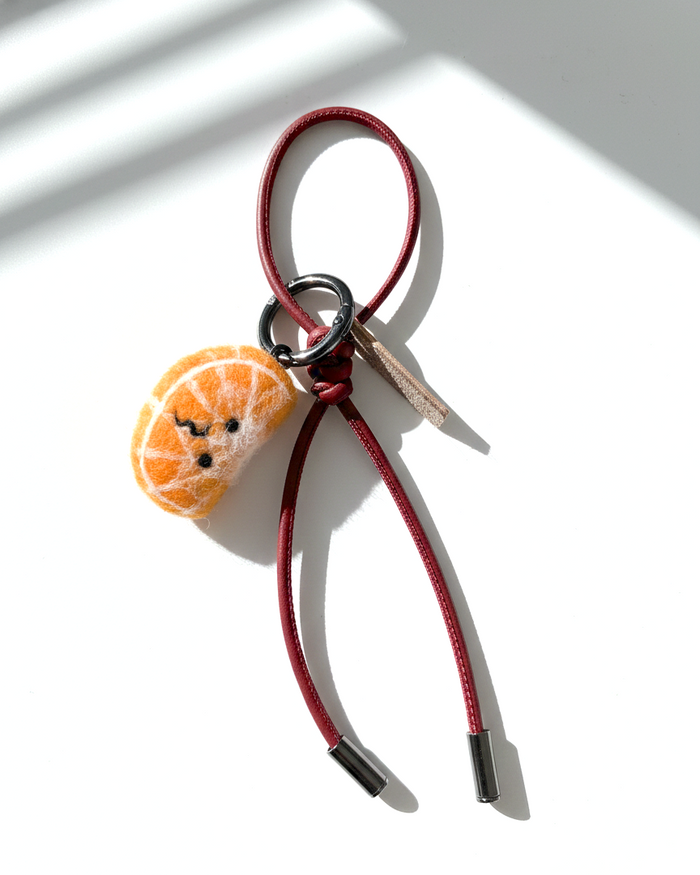 Tangerine Slice Wool Bag & Keychain Charm - Woobbi