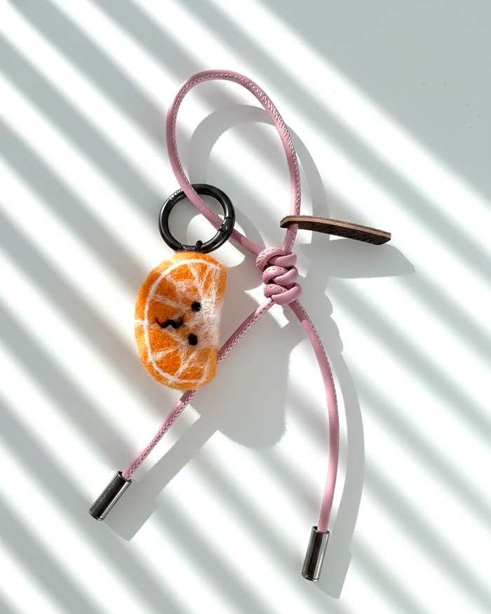 Tangerine Slice Wool Bag & Keychain Charm - Woobbi