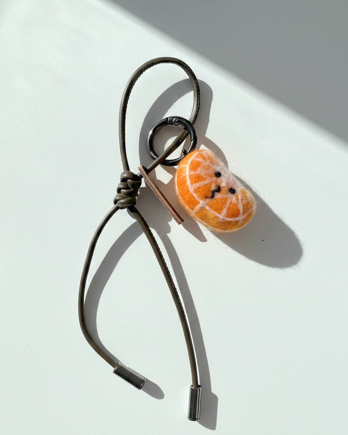 Tangerine Slice Wool Bag & Keychain Charm - Woobbi