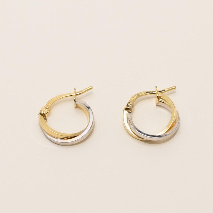Twist Hoop Earrings in 14kt Yellow and White Gold