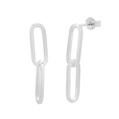 Two Link Paperclip Earrings in Sterling Silver