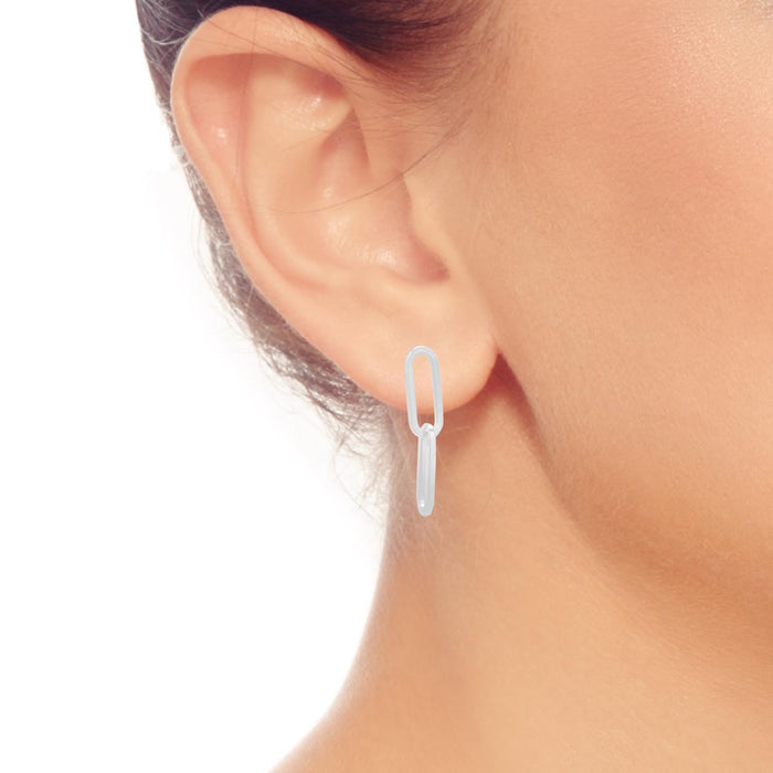Two Link Paperclip Earrings in Sterling Silver
