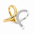 Two-Tone 925 Sterling Silver CZ Open Design Ring - STR00582