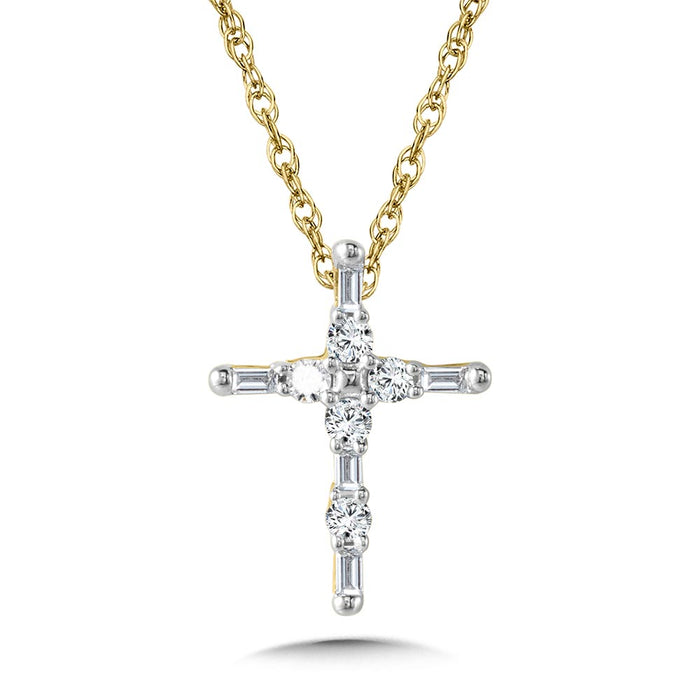 Yellow Gold & White Gold Diamond Cross